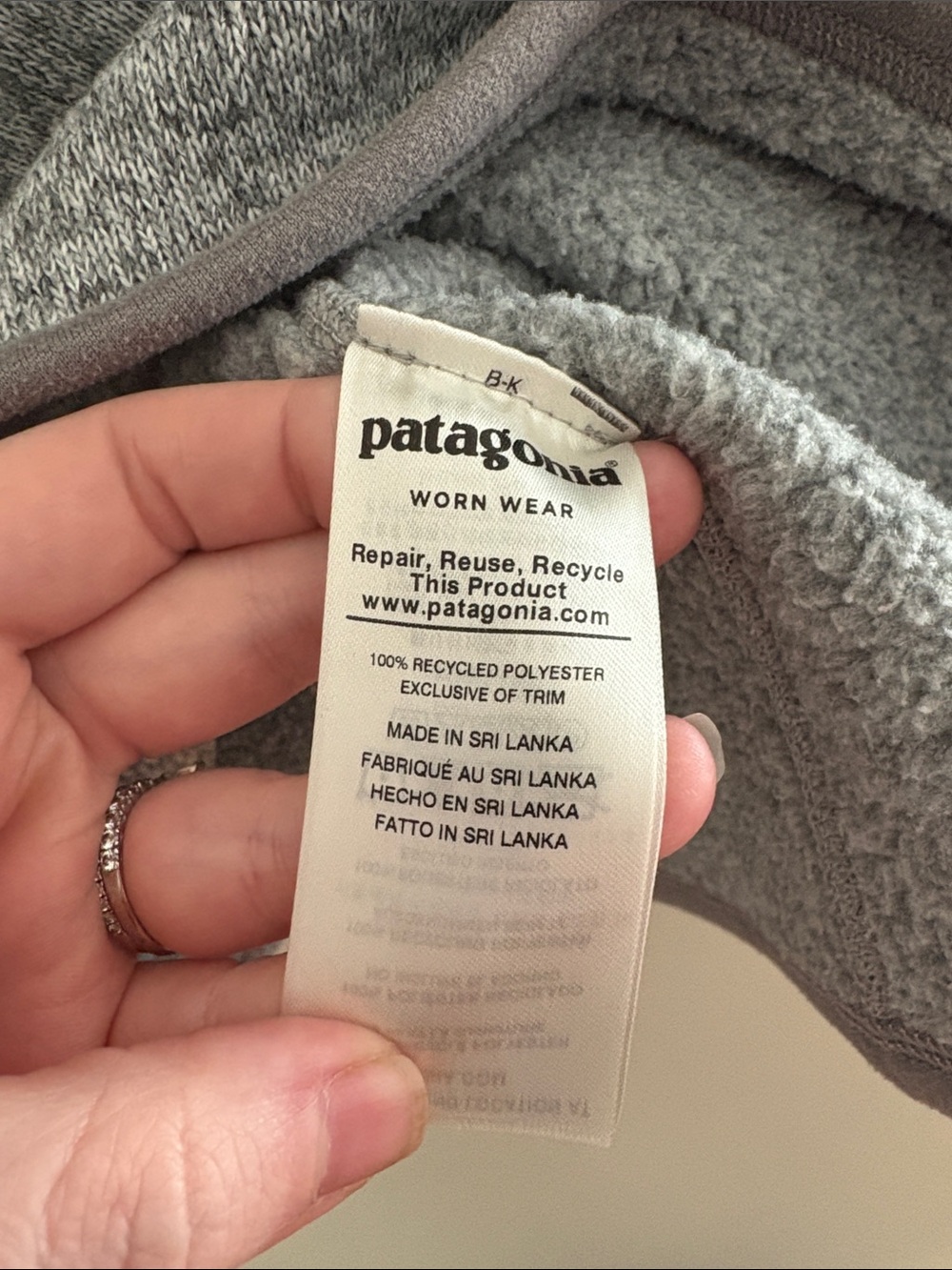Patagonia Better Sweater Grey Half-Zip Size Medium EUC - Picture 4 of 6